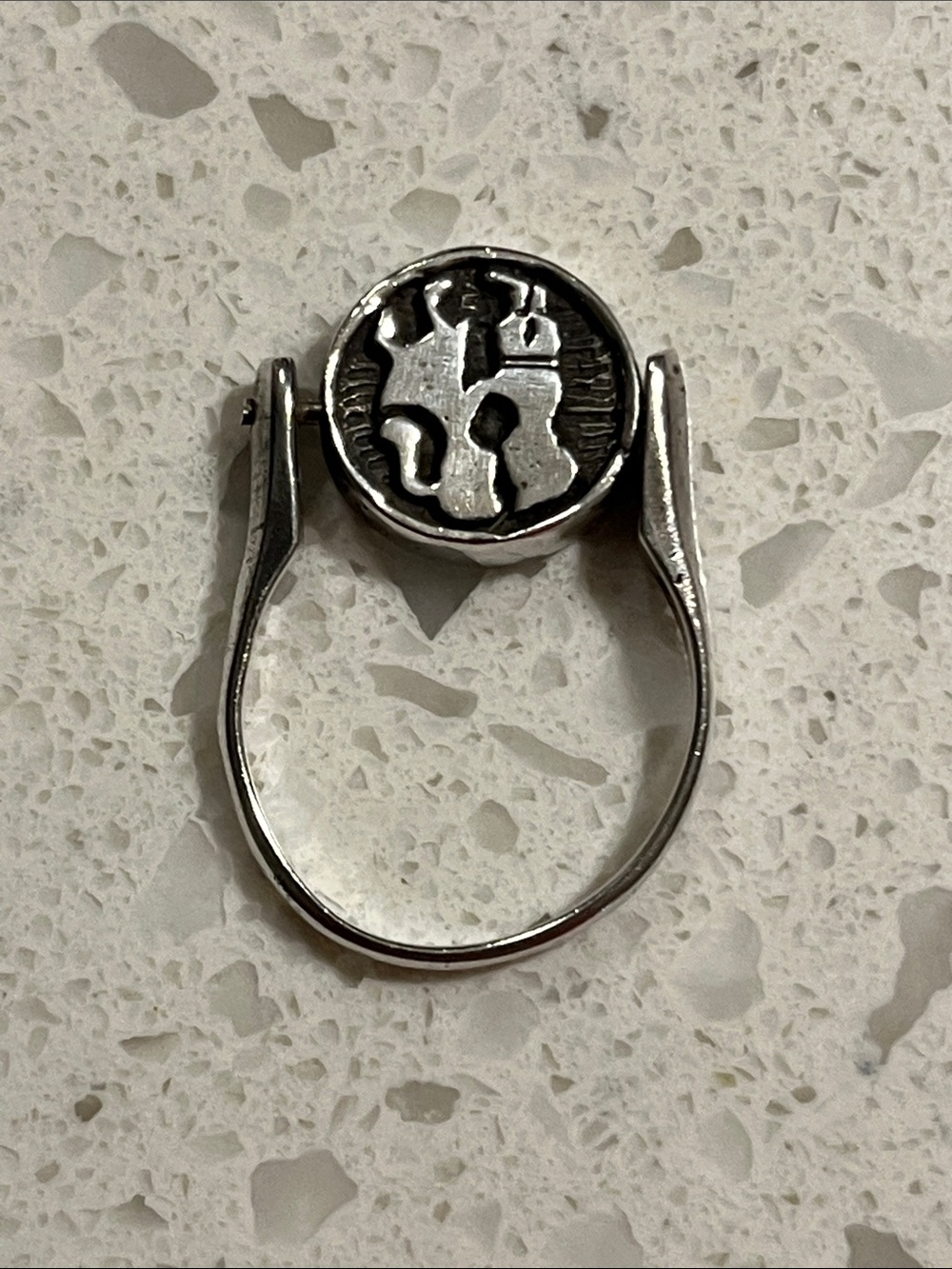 Sterling Silver Sunflower Signet/kissing Ring - Silver - Picture 6 of 6